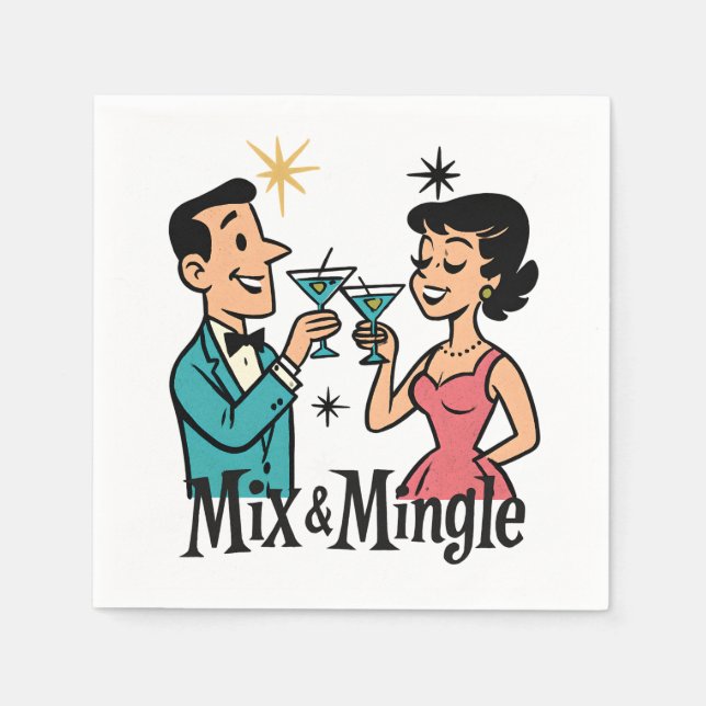 Servilleta De Papel Cocktail Napkins Retro 1950 - MCM Cocktail Fiesta (Anverso)