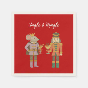 Servilleta De Papel Cocktail Party Jingle y Mingle Cascanueces rojo