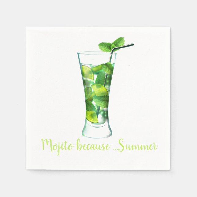 Servilleta De Papel Cocktail Temático Mojito (Anverso)