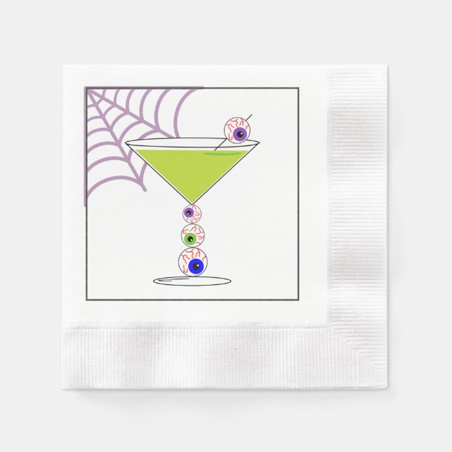 Servilleta De Papel Cocktail Verde Halloween Glass Paper Napkin (Anverso)