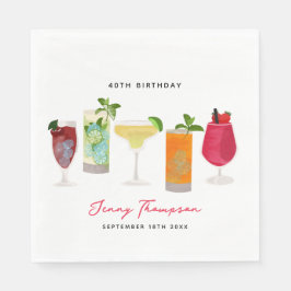 Servilleta De Papel Cocktails acuarela Fiesta bebe fiesta de cumpleaño