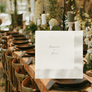 Servilleta De Papel Cóctel atemporal y elegante de boda Ecru