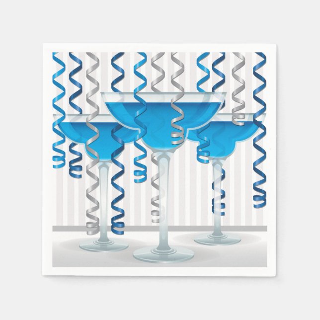 Servilleta De Papel Cóctel azul y cinta (Anverso)