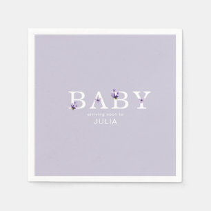 Servilleta De Papel Cóctel Baby Shower personalizado con flores de lav