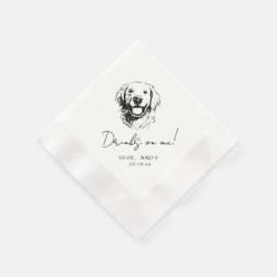 Servilleta De Papel Cóctel Bebidas en mí retriever dorado Dibujado a m
