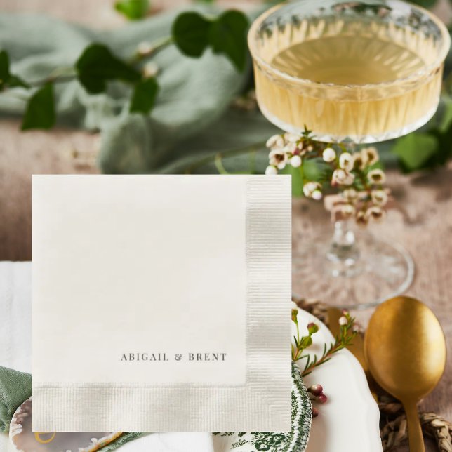 Servilleta De Papel Cóctel Boda acuñado personalizado crema (Subido por el creador)
