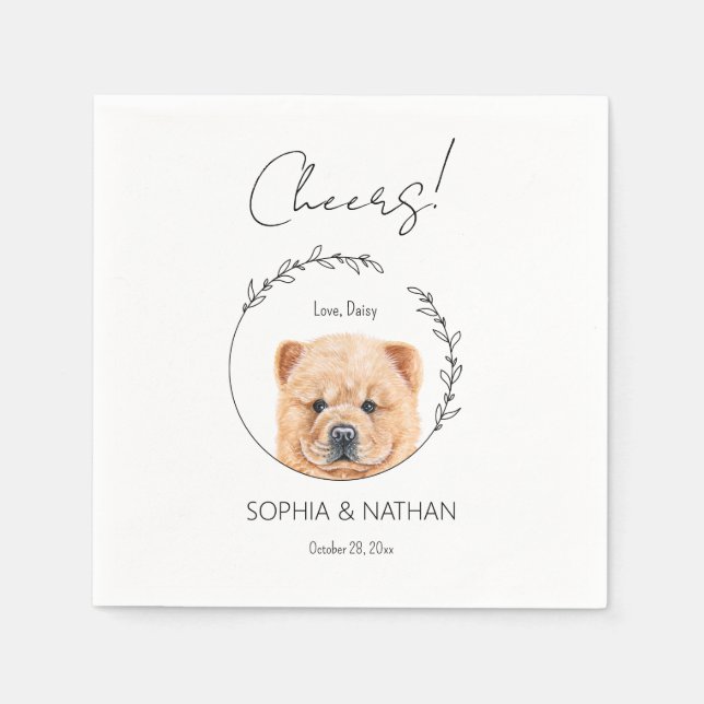 Servilleta De Papel Cóctel Boda Chow Chow (Anverso)