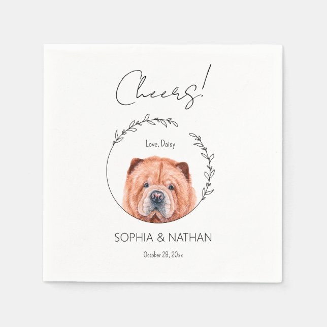 Servilleta De Papel Cóctel Boda Chow Chow (Anverso)