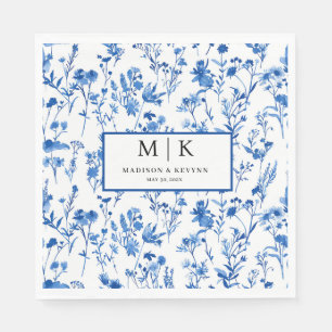 Servilleta De Papel Cóctel boda de la Flora Azul francesa