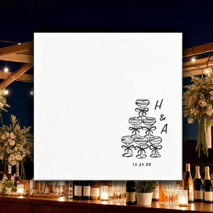 Servilleta De Papel Cóctel Boda de la torre de Champagne caprichoso