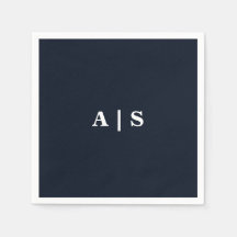 Cóctel Boda de monograma blanco y naval