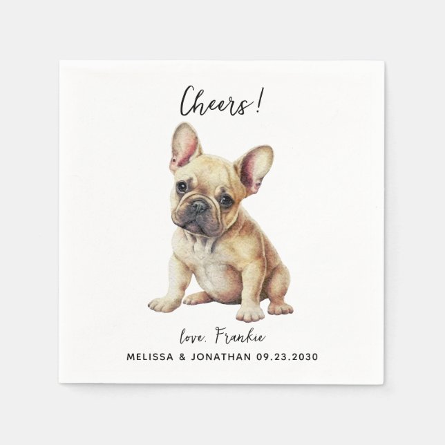 Servilleta De Papel Cóctel Boda de perro (Anverso)