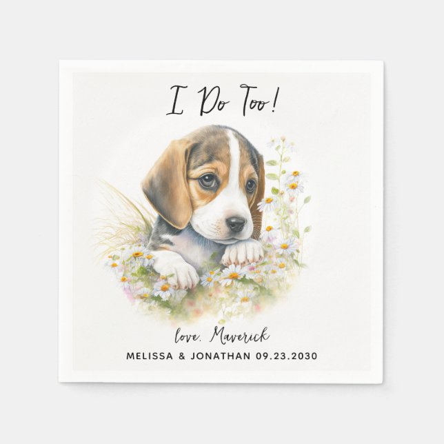 Servilleta De Papel Cóctel Boda de perro (Anverso)