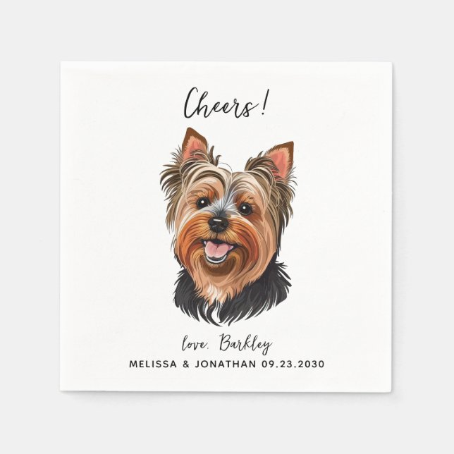 Servilleta De Papel Cóctel Boda de perro (Anverso)