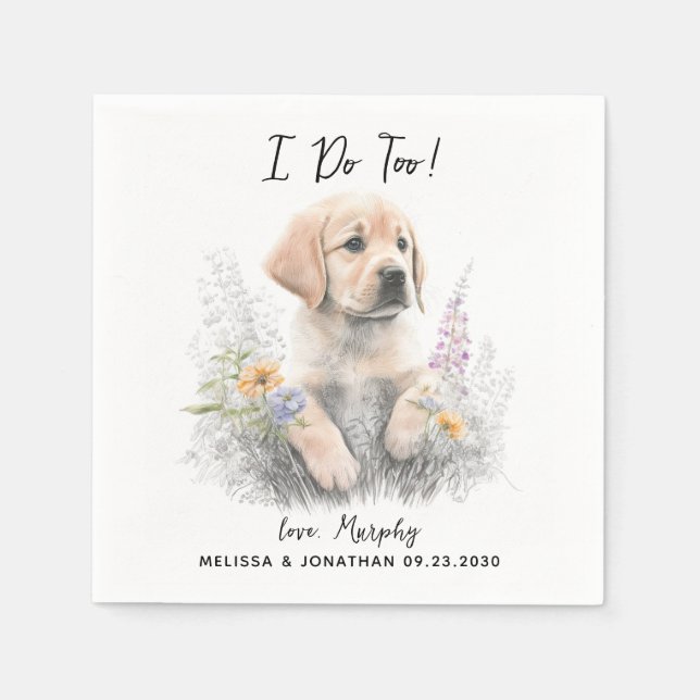 Servilleta De Papel Cóctel Boda de perro (Anverso)