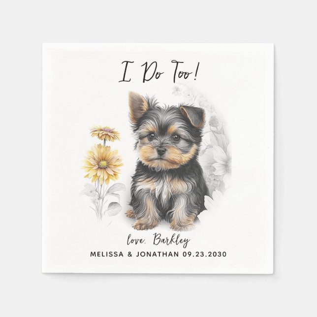 Servilleta De Papel Cóctel Boda de perro (Anverso)