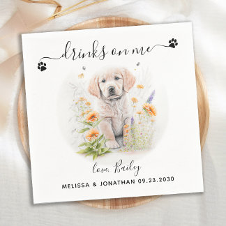Servilleta De Papel Cóctel Boda de perro