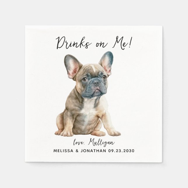 Servilleta De Papel Cóctel Boda de perro (Anverso)