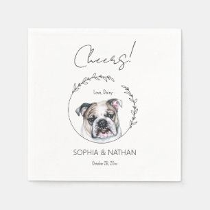 Servilleta De Papel Cóctel Boda de perro Bulldog inglés simple