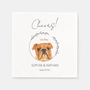 Servilleta De Papel Cóctel Boda de perro Bulldog inglés simple