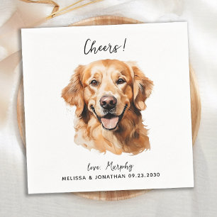 Servilleta De Papel Cóctel Boda de perro moderno Golden Retriever