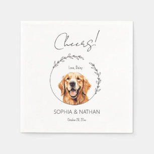Servilleta De Papel Cóctel Boda de perro simple de Golden Retriever
