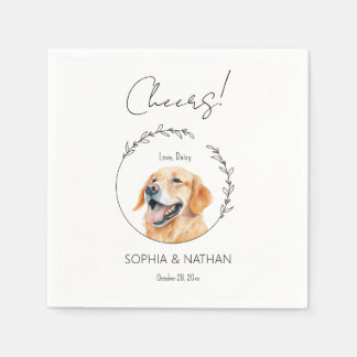 Servilleta De Papel Cóctel Boda de perro simple de Golden Retriever