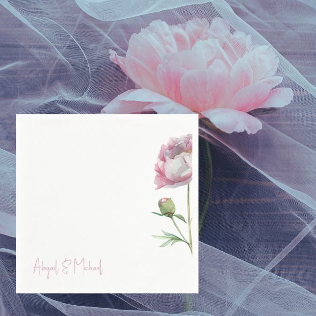 Servilleta De Papel Cóctel Boda de personas con flores rosadas persona (Subido por el creador)