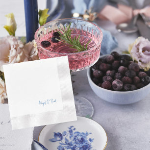 Servilleta De Papel Cóctel Boda de Sapphire Blue Text