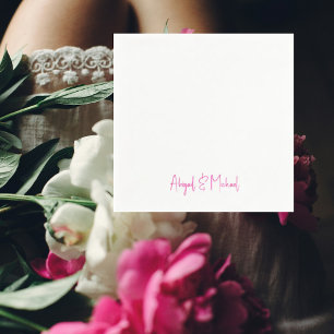 Servilleta De Papel Cóctel Boda de texto rosado caliente