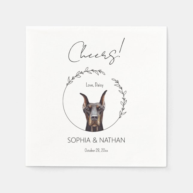 Servilleta De Papel Cóctel Boda Doberman Pinscher simple (Anverso)
