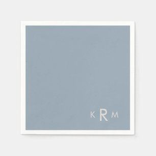 Servilleta De Papel Cóctel Boda Dusty Blue Monogram