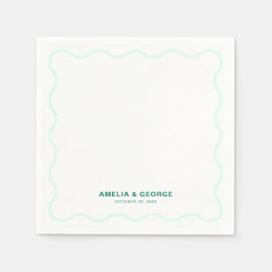 Servilleta De Papel Cóctel Boda Mint Wavy Retro