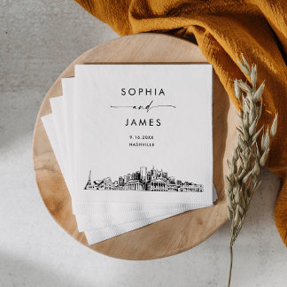 Servilleta De Papel Cóctel Boda moderno en Nashville Skyline