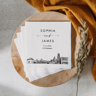 Servilleta De Papel Cóctel Boda moderno Pittsburgh Skyline
