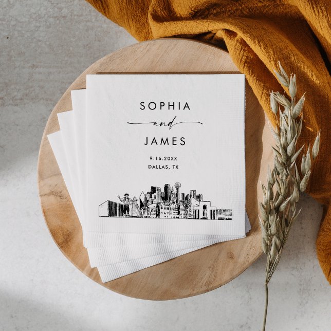 Servilleta De Papel Cóctel Boda moderno Skyline de Dallas (Subido por el creador)