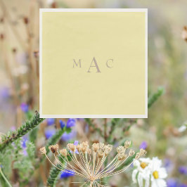 Servilleta De Papel Cóctel Boda monograma amarillo caracol