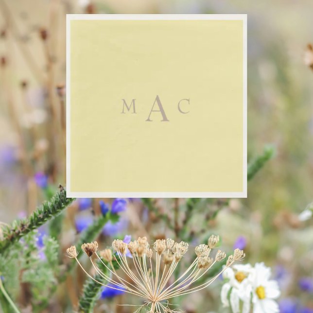 Servilleta De Papel Cóctel Boda monograma amarillo caracol (Subido por el creador)