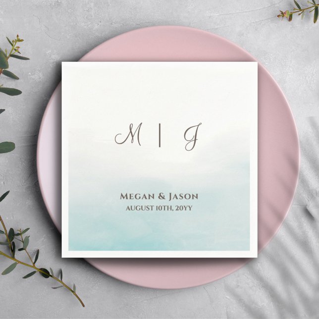Servilleta De Papel Cóctel Boda monogramado Rustic Dusty Blue (Subido por el creador)
