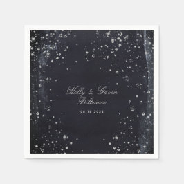 Servilleta De Papel Cóctel Boda nocturno estrellado de plata