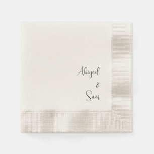 Servilleta De Papel Cóctel Boda personalizado con guión Beige