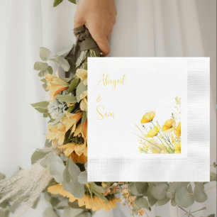 Servilleta De Papel Cóctel Boda personalizado de flores silvestres ama