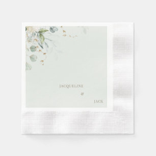 Servilleta De Papel Cóctel Boda personalizado de la fachada de salvia