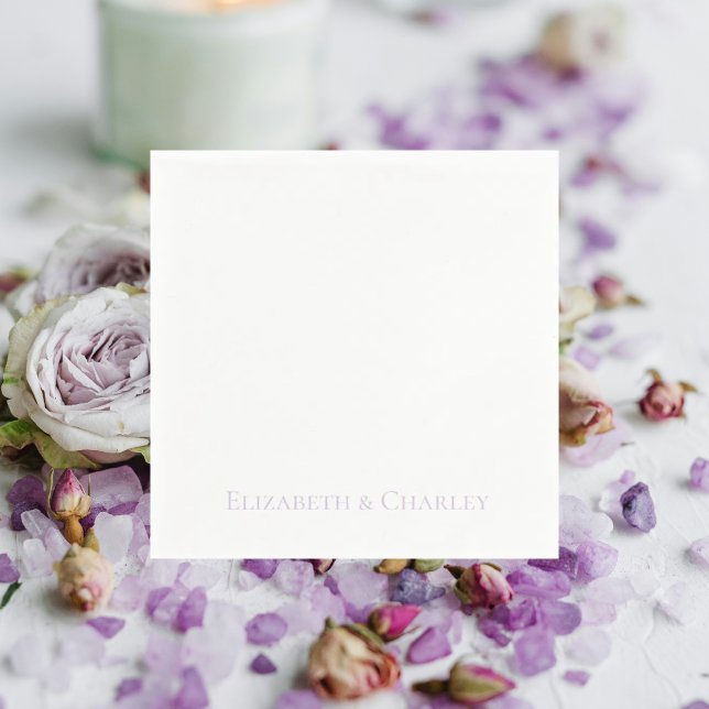 Servilleta De Papel Cóctel Boda personalizado de lavanda simple (Subido por el creador)