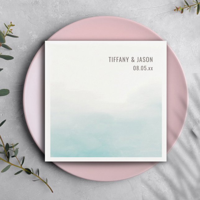 Servilleta De Papel Cóctel Boda personalizado Dusty Blue simple (Subido por el creador)