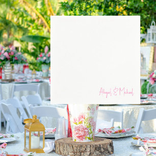 Servilleta De Papel Cóctel Boda rosado de nombres personalizados