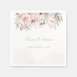 Servilleta De Papel Cóctel Boda Rubor Peony Silver Eucalyptus