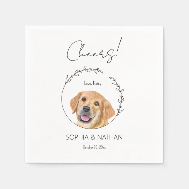 Servilleta De Papel Cóctel Boda simple de Golden Retriever Puppy (Anverso)