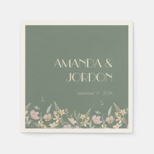Servilleta De Papel Cóctel Boda Wildflower Sage Deco
