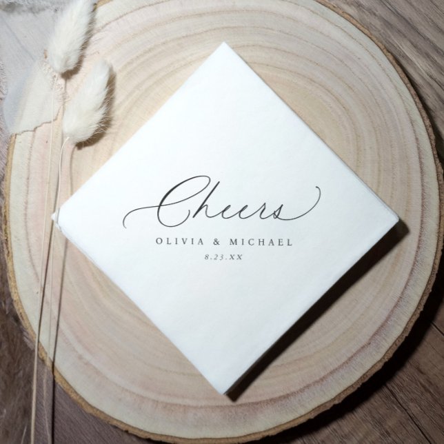 Servilleta De Papel Cóctel Brindis Diagonal Barra de Boda (Cheers Wedding Napkins - Elegant Diagonal Personalized wedding reception napkins)